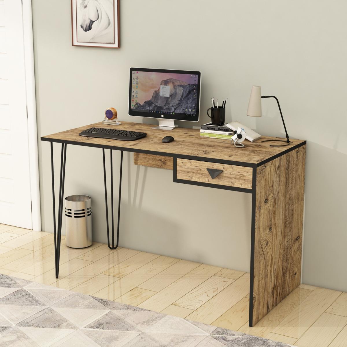 Emily Computer Desk with Drawer - Atlantic Pine & Black – image 2
