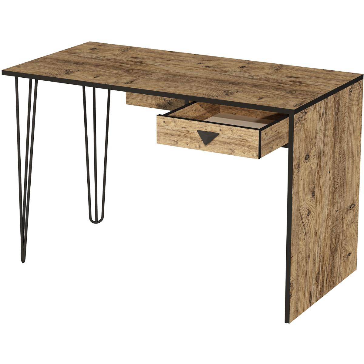 Emily Computer Desk with Drawer - Atlantic Pine & Black – image 5