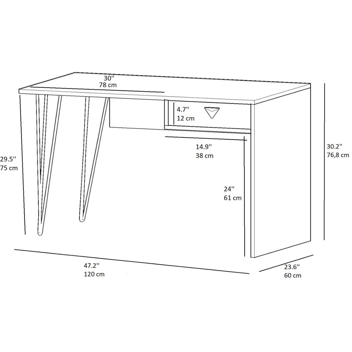 Emily Computer Desk with Drawer - Atlantic Pine & Black – image 6