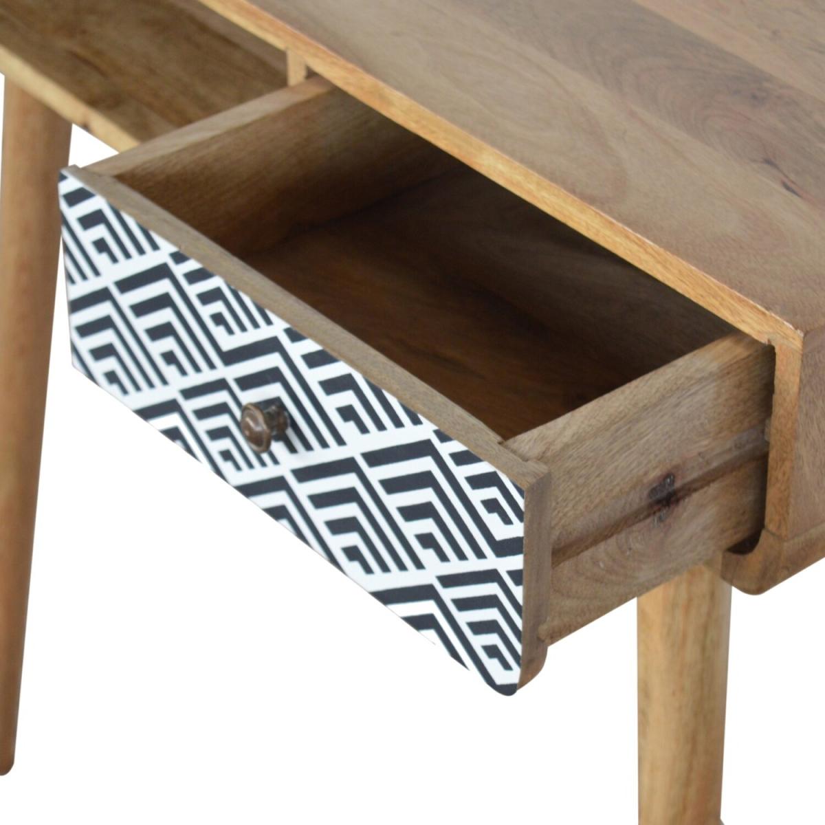Modern Hand Crafted Monochrome Print Writing Desk - Brown – image 3