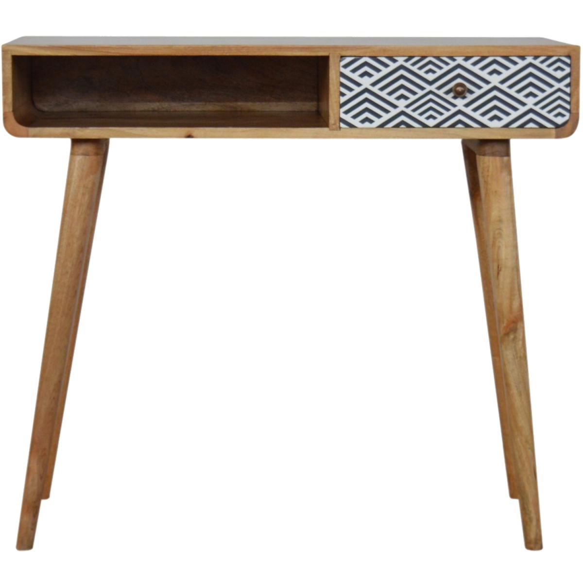 Modern Hand Crafted Monochrome Print Writing Desk - Brown – image 5