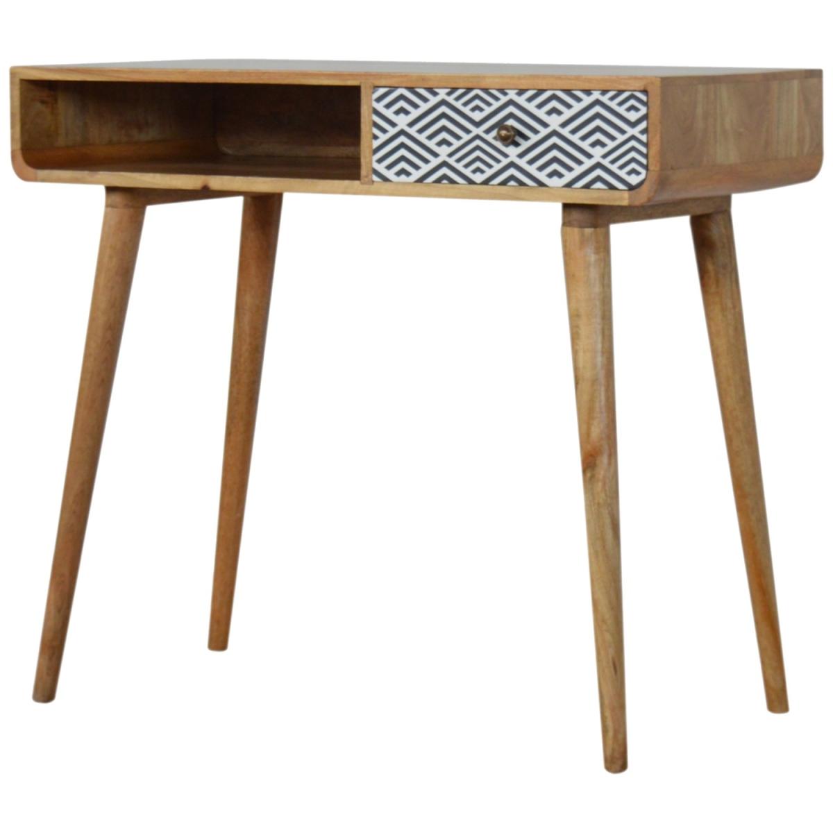 Modern Hand Crafted Monochrome Print Writing Desk - Brown – image 6