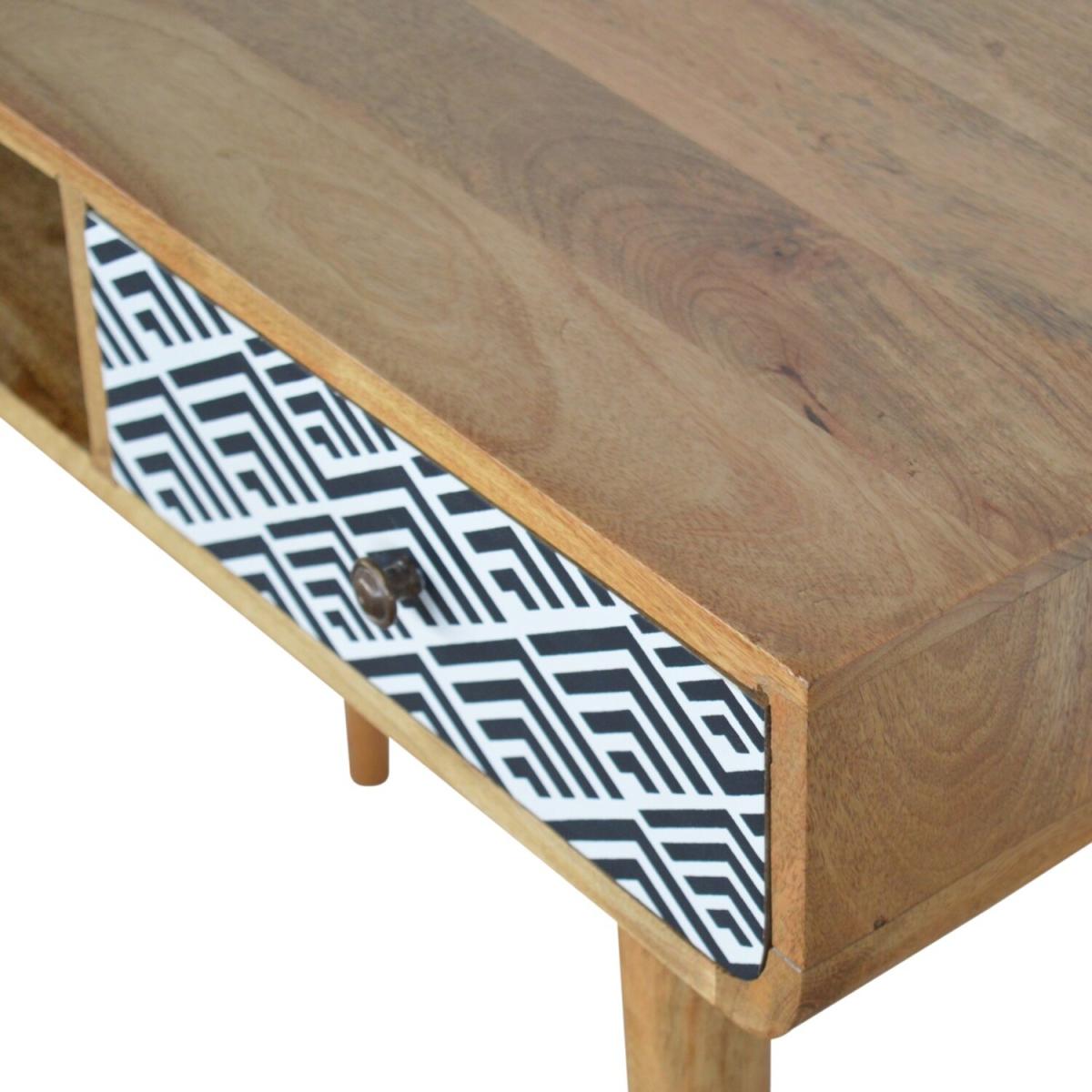 Modern Hand Crafted Monochrome Print Writing Desk - Brown – image 7