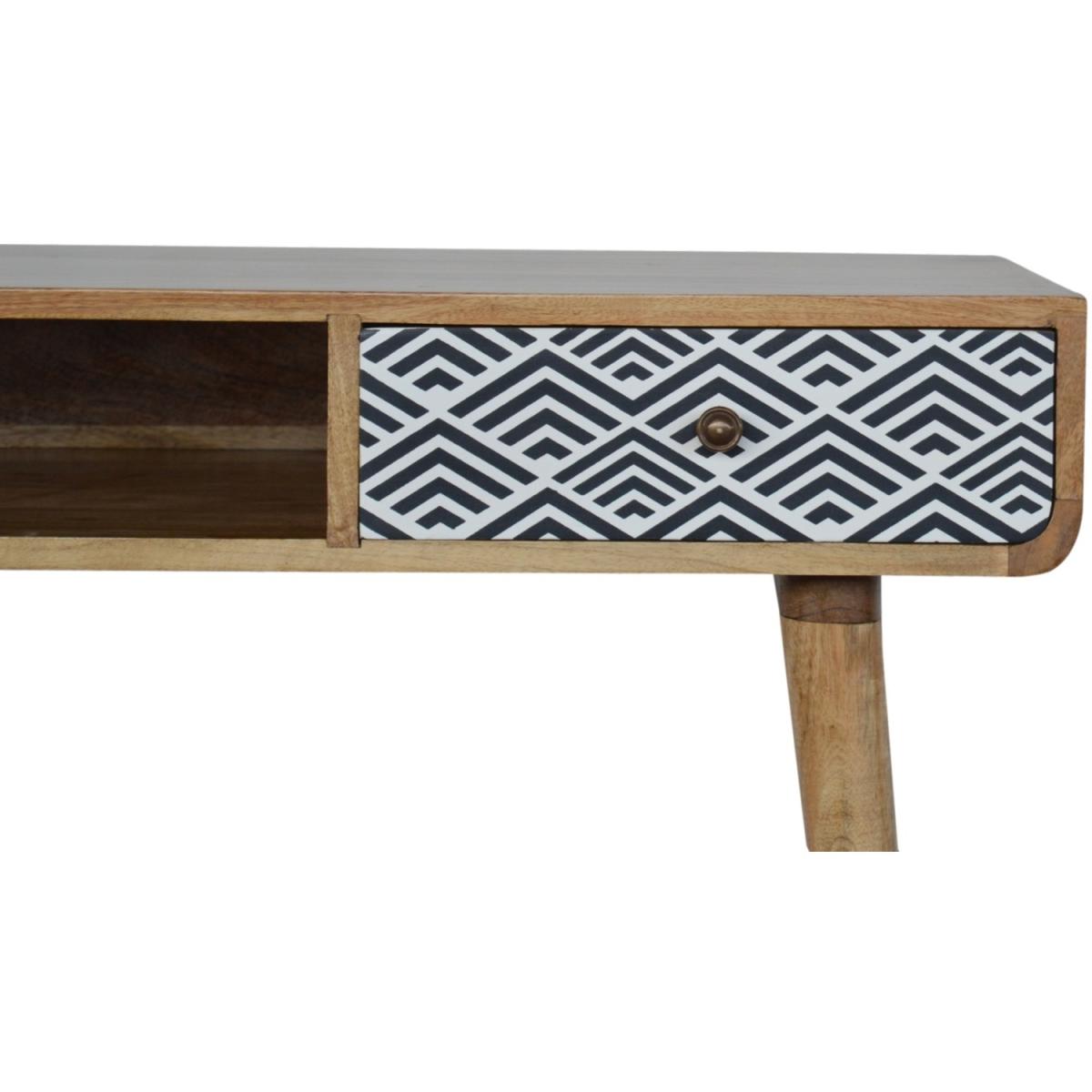 Modern Hand Crafted Monochrome Print Writing Desk - Brown – image 8
