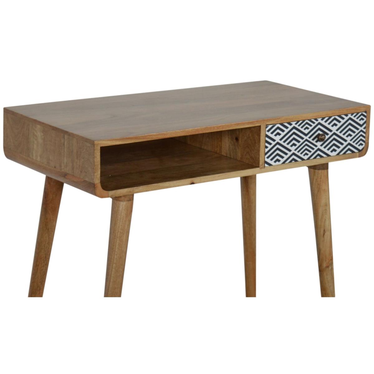 Modern Hand Crafted Monochrome Print Writing Desk - Brown – image 9