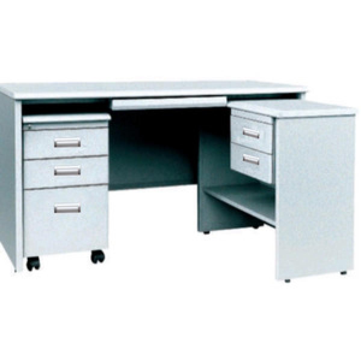 Grey L Shaped Office Desk With Pedestal & Side Desk 1400mm W - Grey – image 2