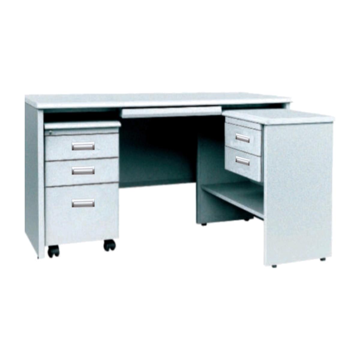 Grey L Shaped Office Desk With Pedestal & Side Desk 1400mm W - Grey – image 1