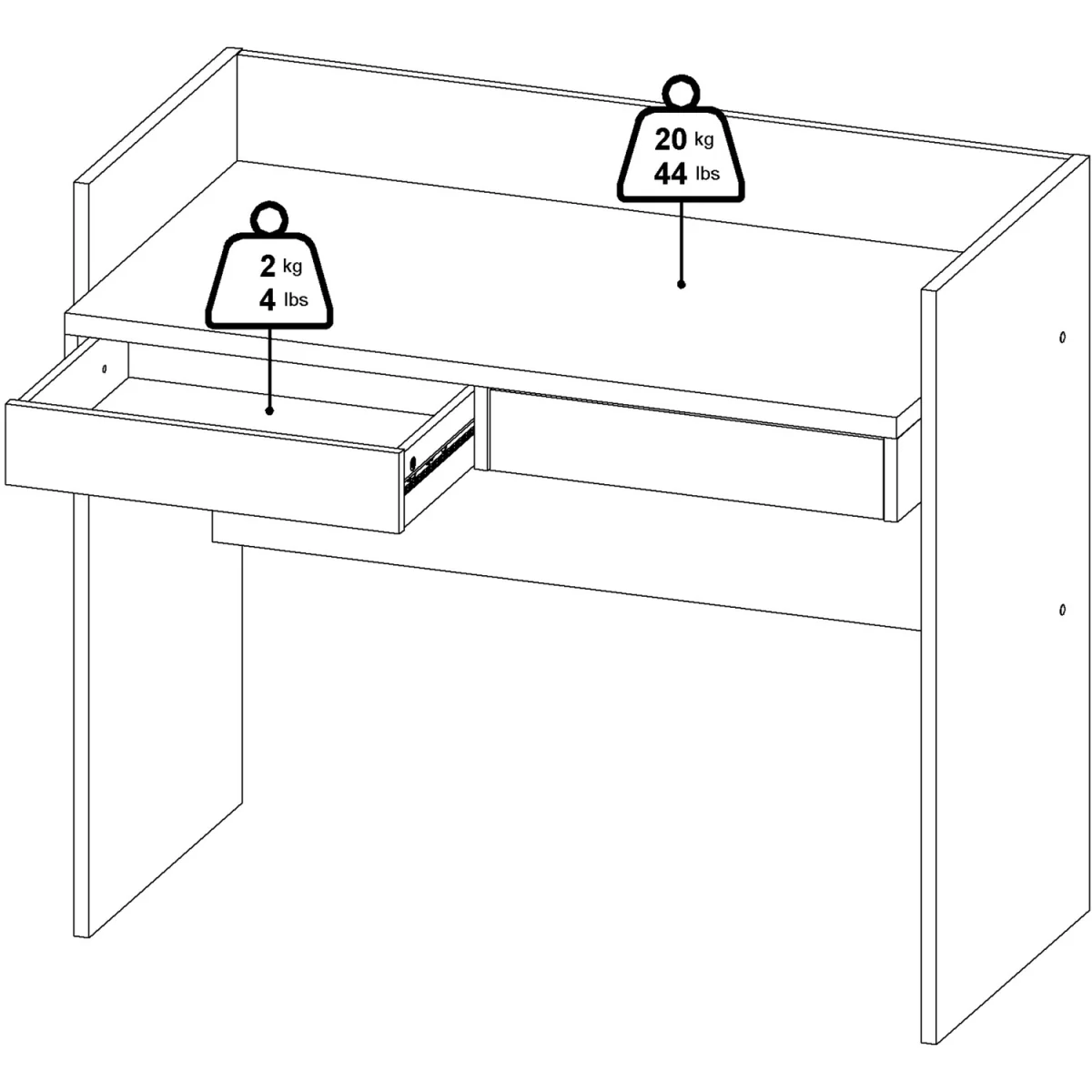 Function Plus Desk 2 Drawers In Jackson Hickory and White - Jackson Hickory & White – image 8