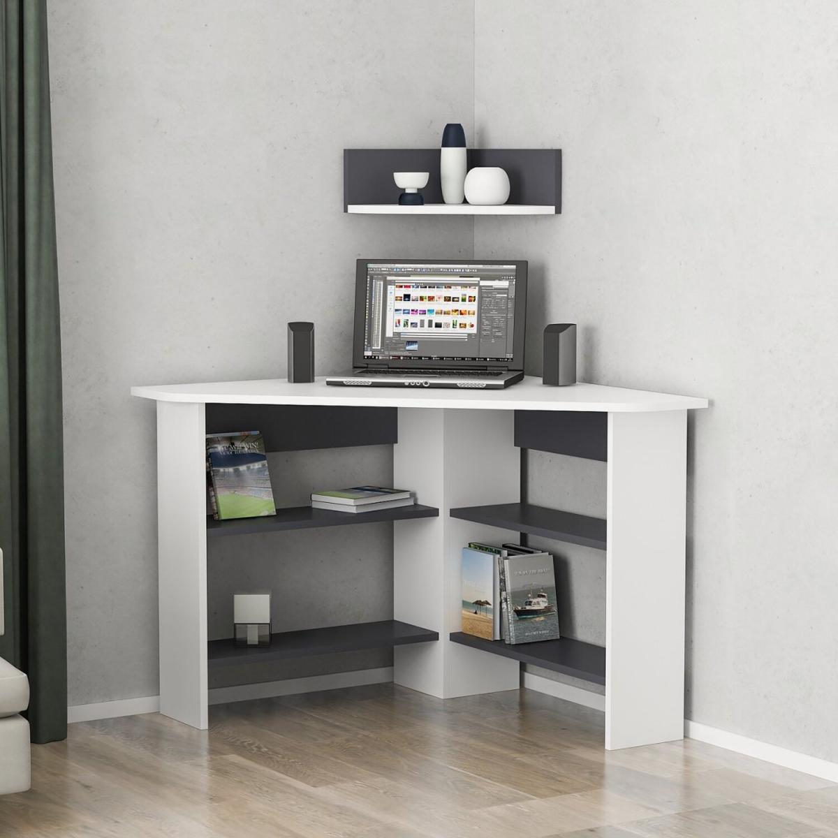Tuzzy Corner Computer Desk White Anthracite - White and Anthracite – image 2