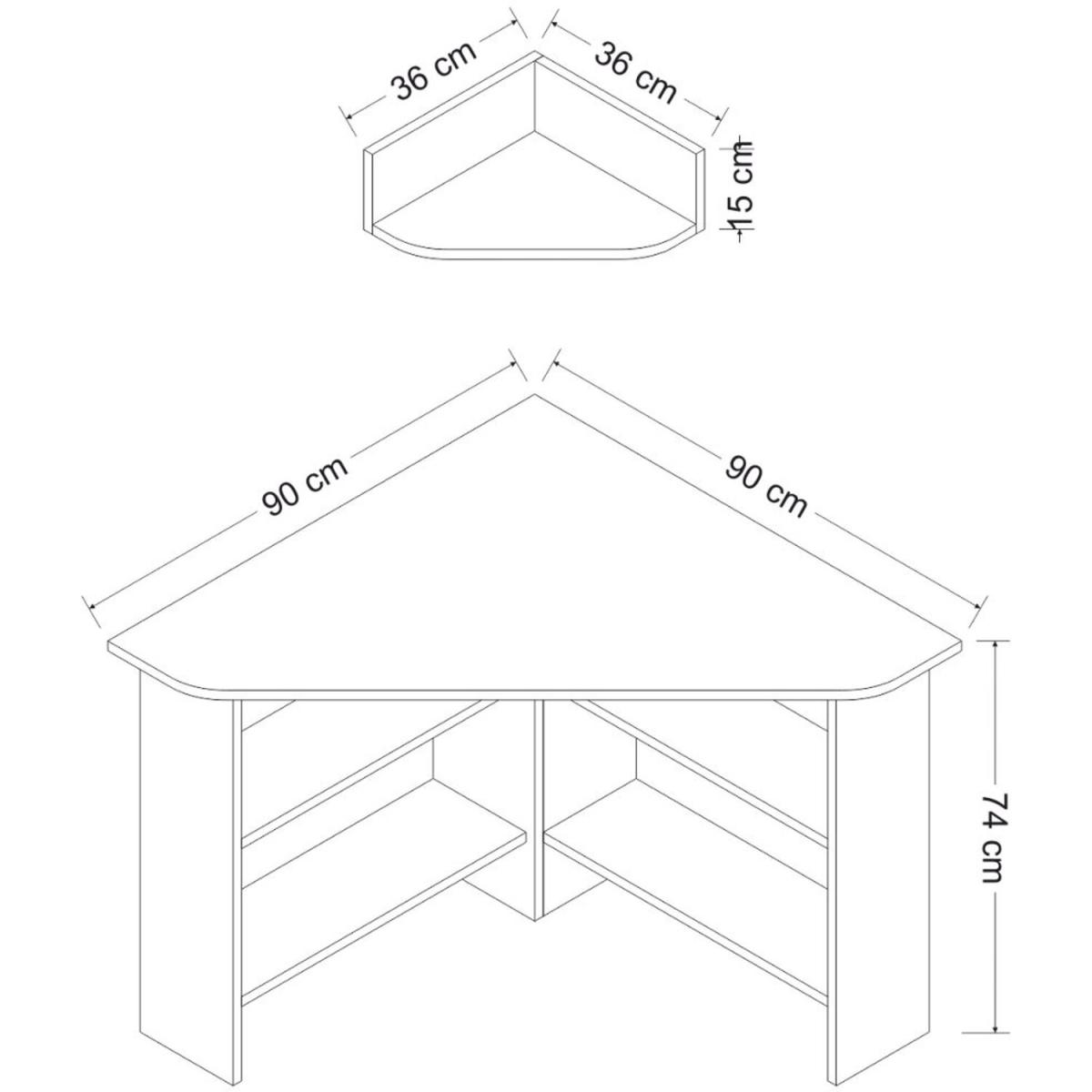 Tuzzy Corner Computer Desk White Anthracite - White and Anthracite – image 5
