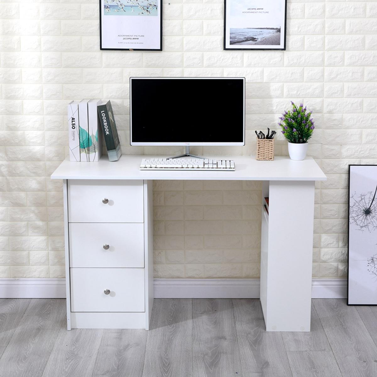 Computer Desk With 3 Drawers and 3 Shelves - White – image 3