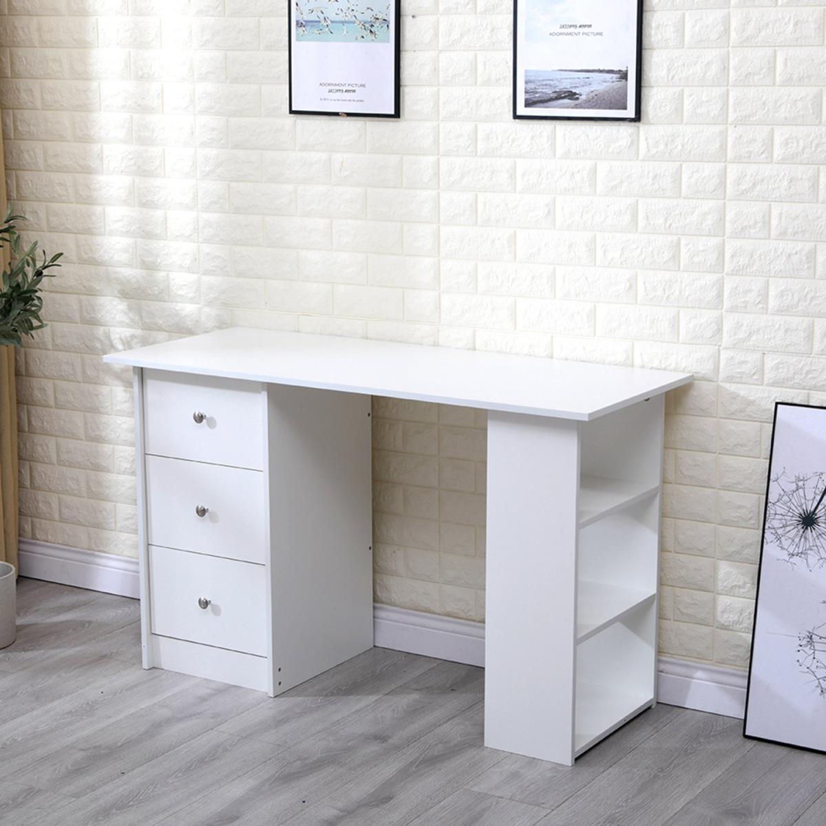 Computer Desk With 3 Drawers and 3 Shelves - White – image 4
