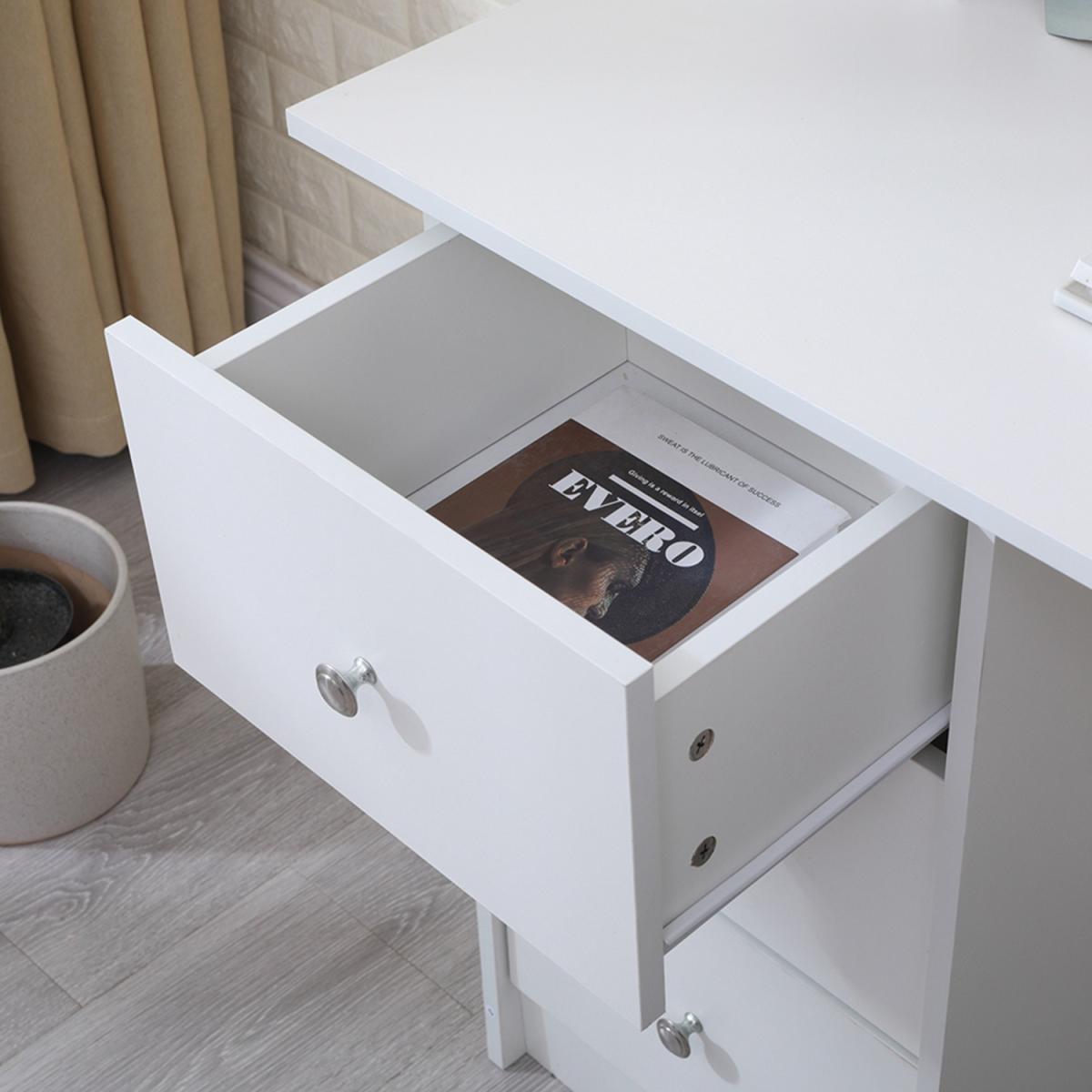 Computer Desk With 3 Drawers and 3 Shelves - White – image 6