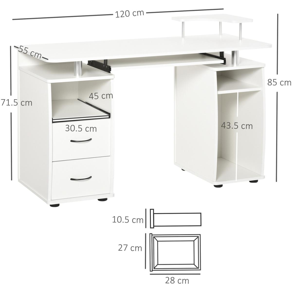 Multi Storage Computer Work Desk - White – image 2