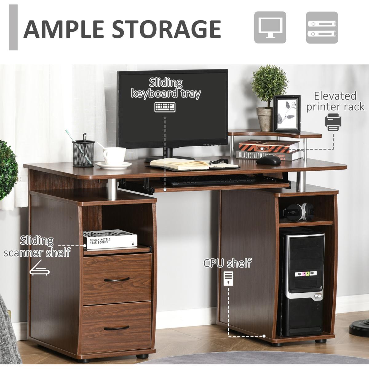 Multi Storage Computer Work Desk - White – image 14
