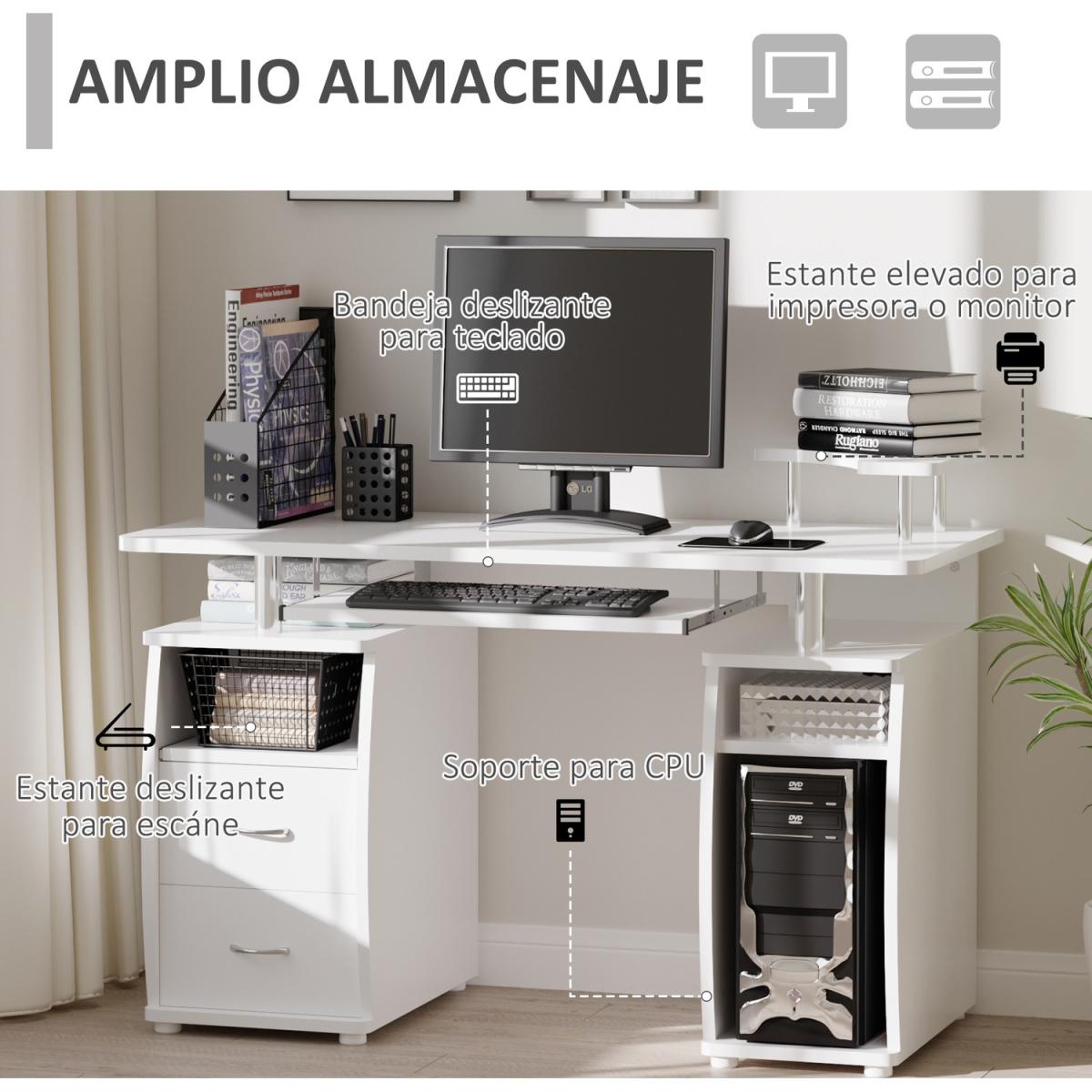 Multi Storage Computer Work Desk - White – image 3