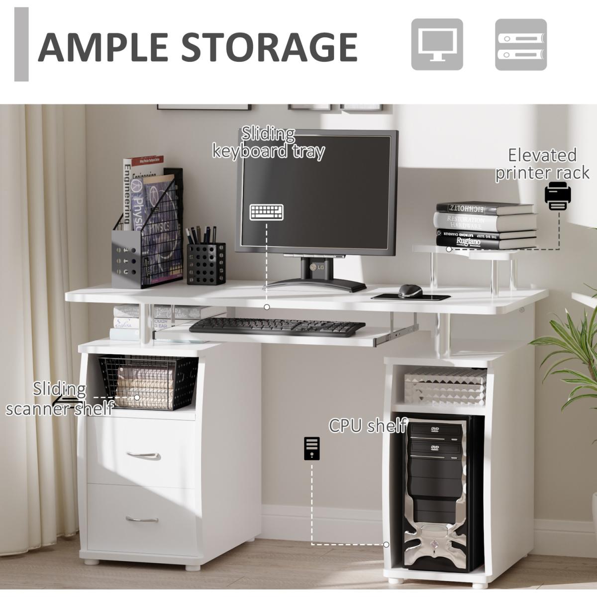 Multi Storage Computer Work Desk - White – image 9