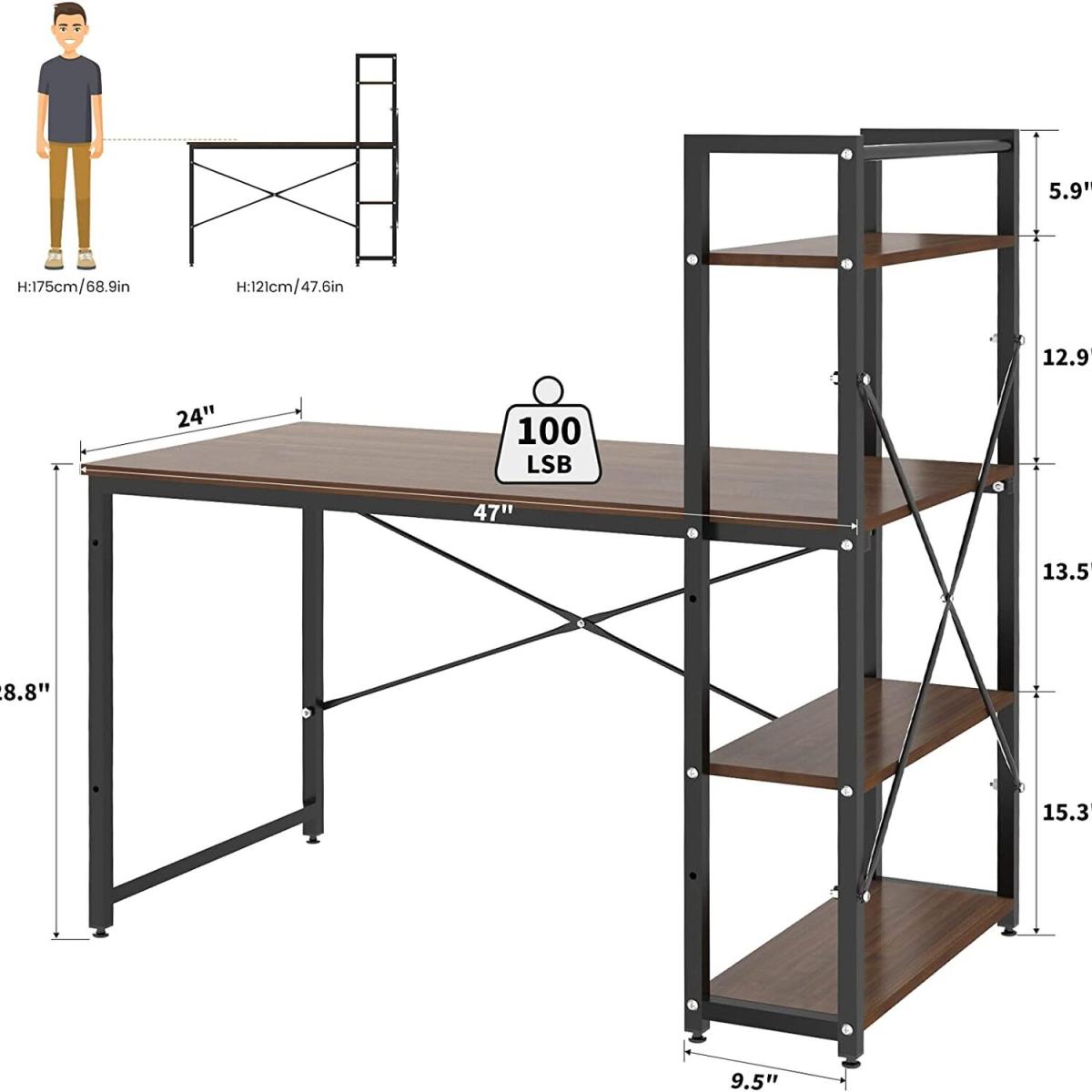 Computer Desk with 4 Tiers - Walnut – image 3