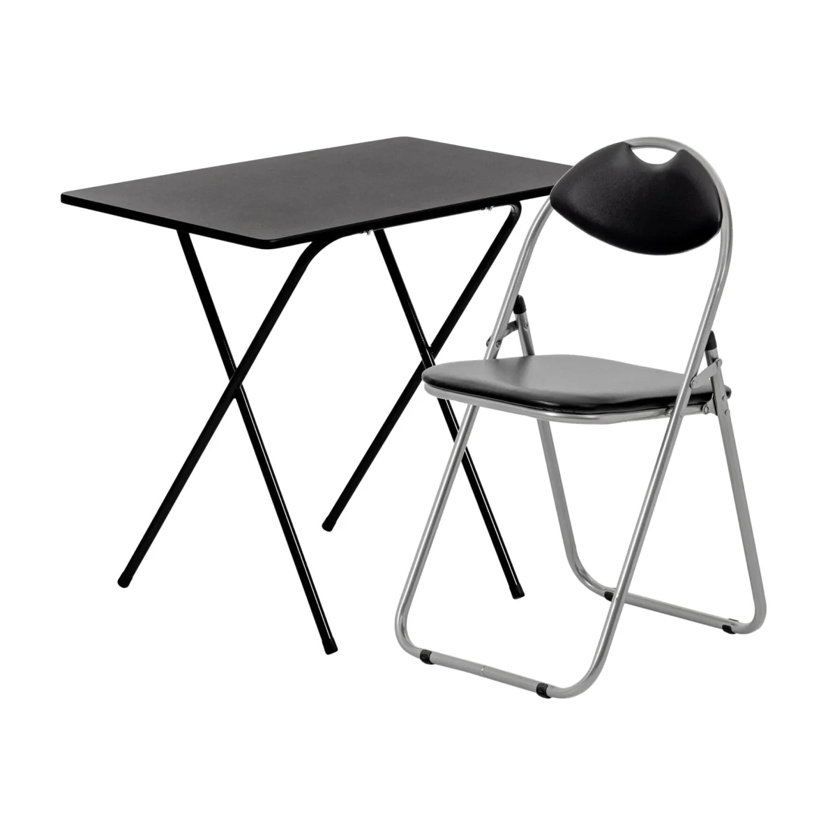 Wooden Folding Desk & Chair Set - Black/Black - Black/Black – image 1
