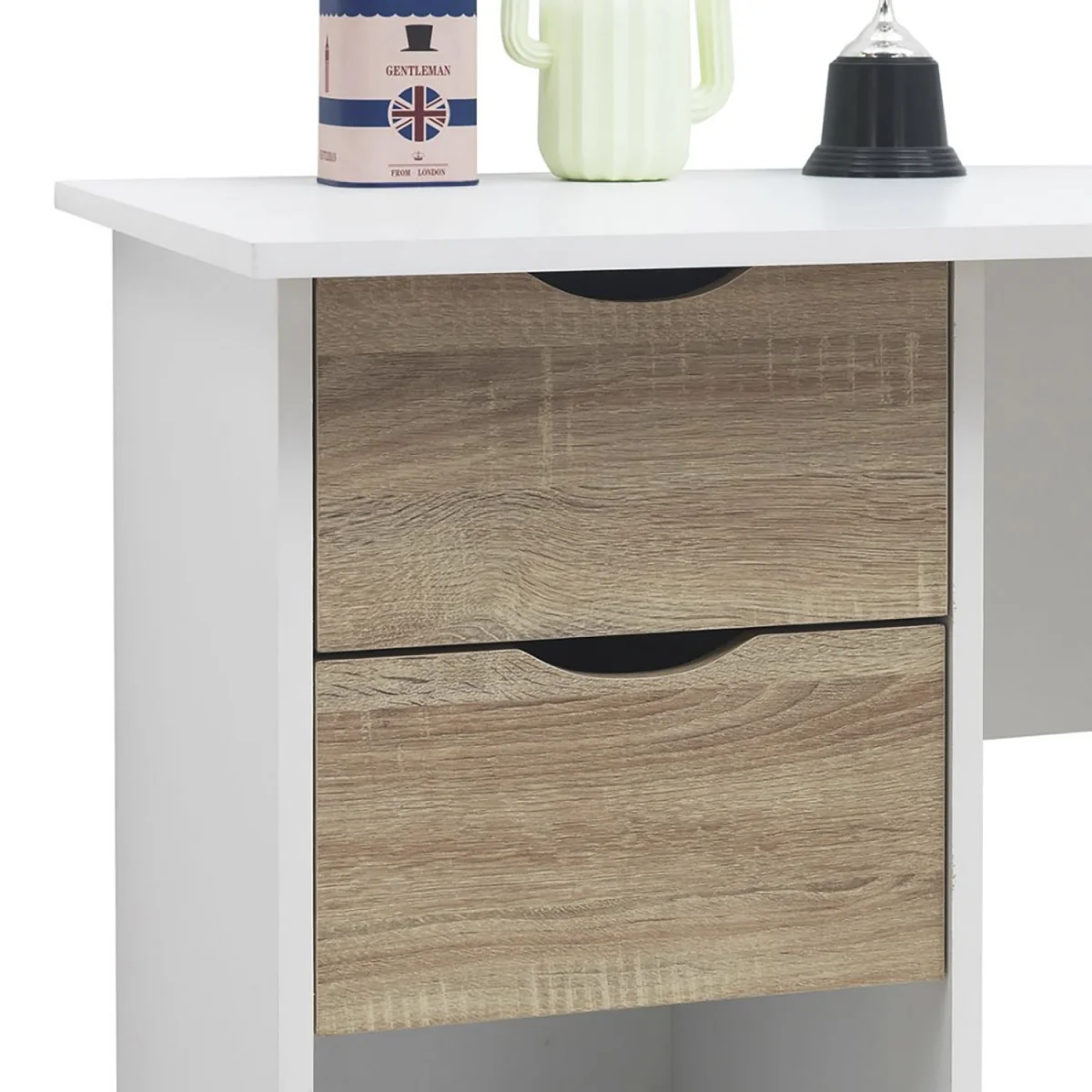 Pulford Desk With Two Drawers - White & Sonoma Oak – image 3