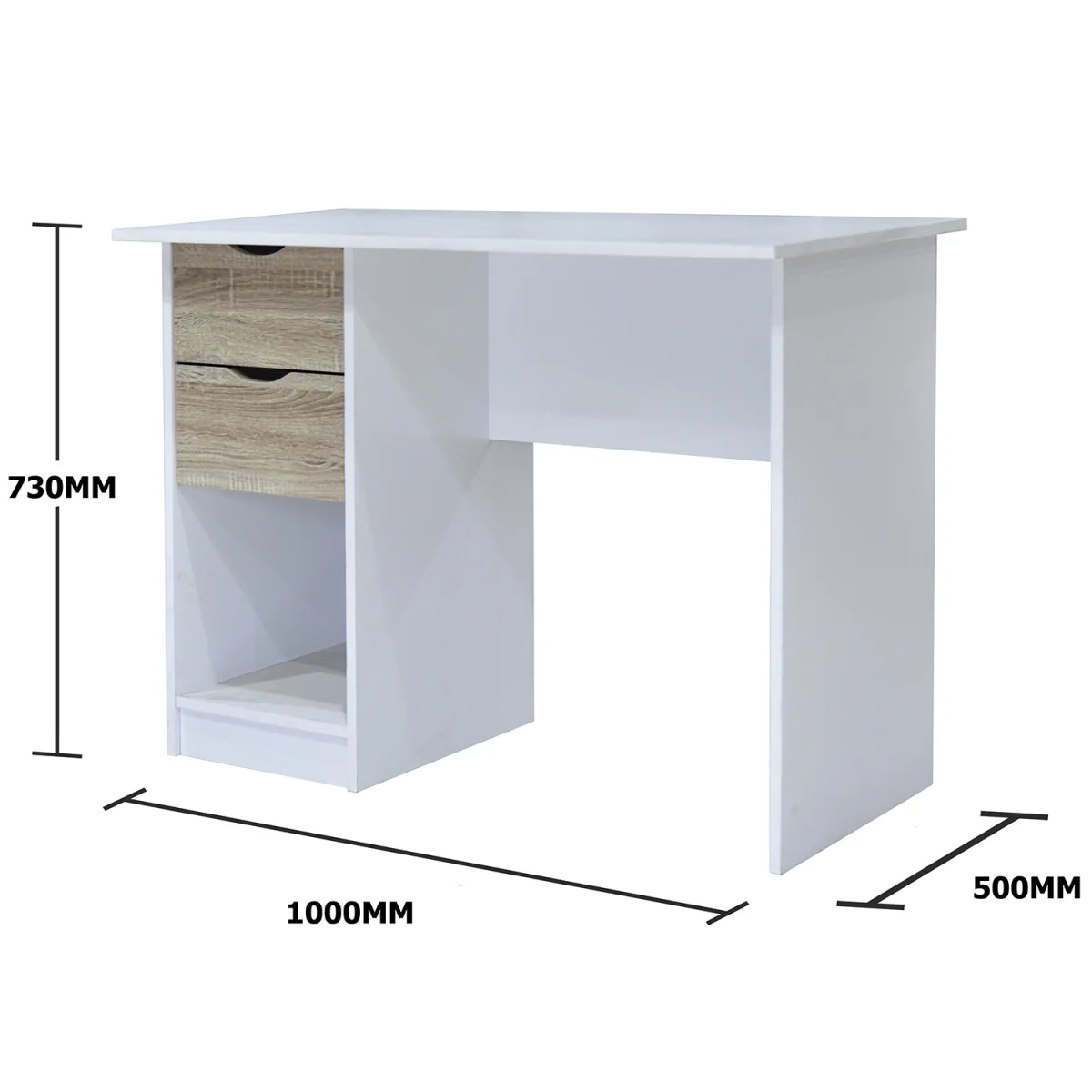 Pulford Desk With Two Drawers - White & Sonoma Oak – image 5