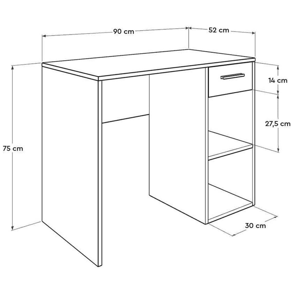 Matt White Home Office Study Desk with Drawer and Open shelves - Matt White – image 3
