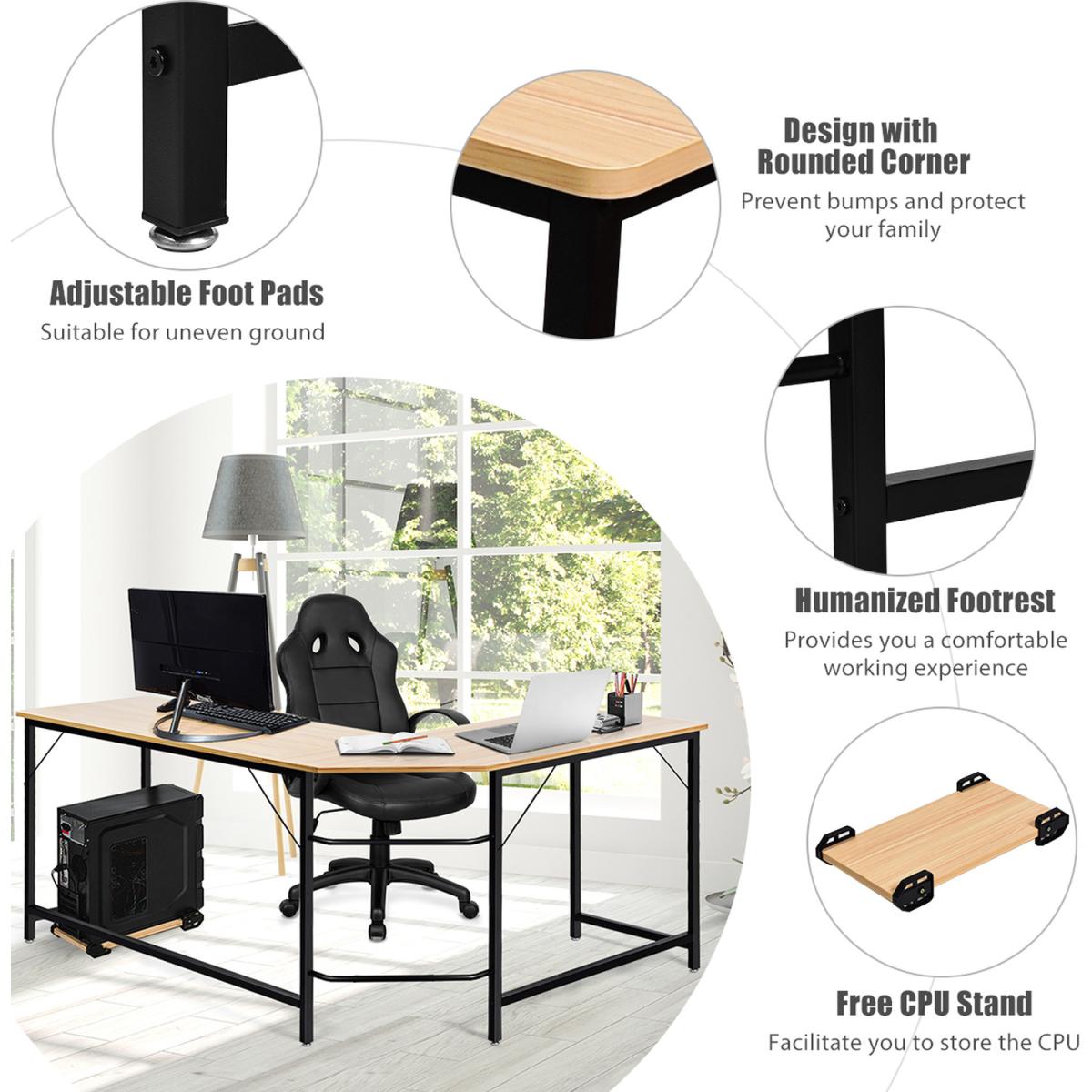 L-Shape Corner Computer Desk - Brown – image 2