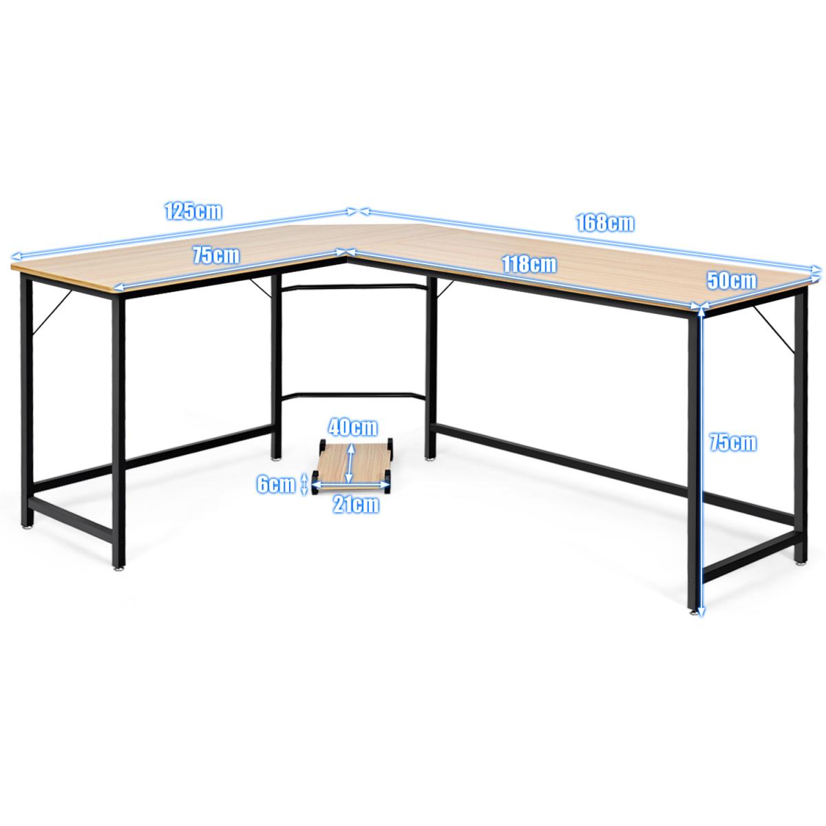 L-Shape Corner Computer Desk - Brown – image 3