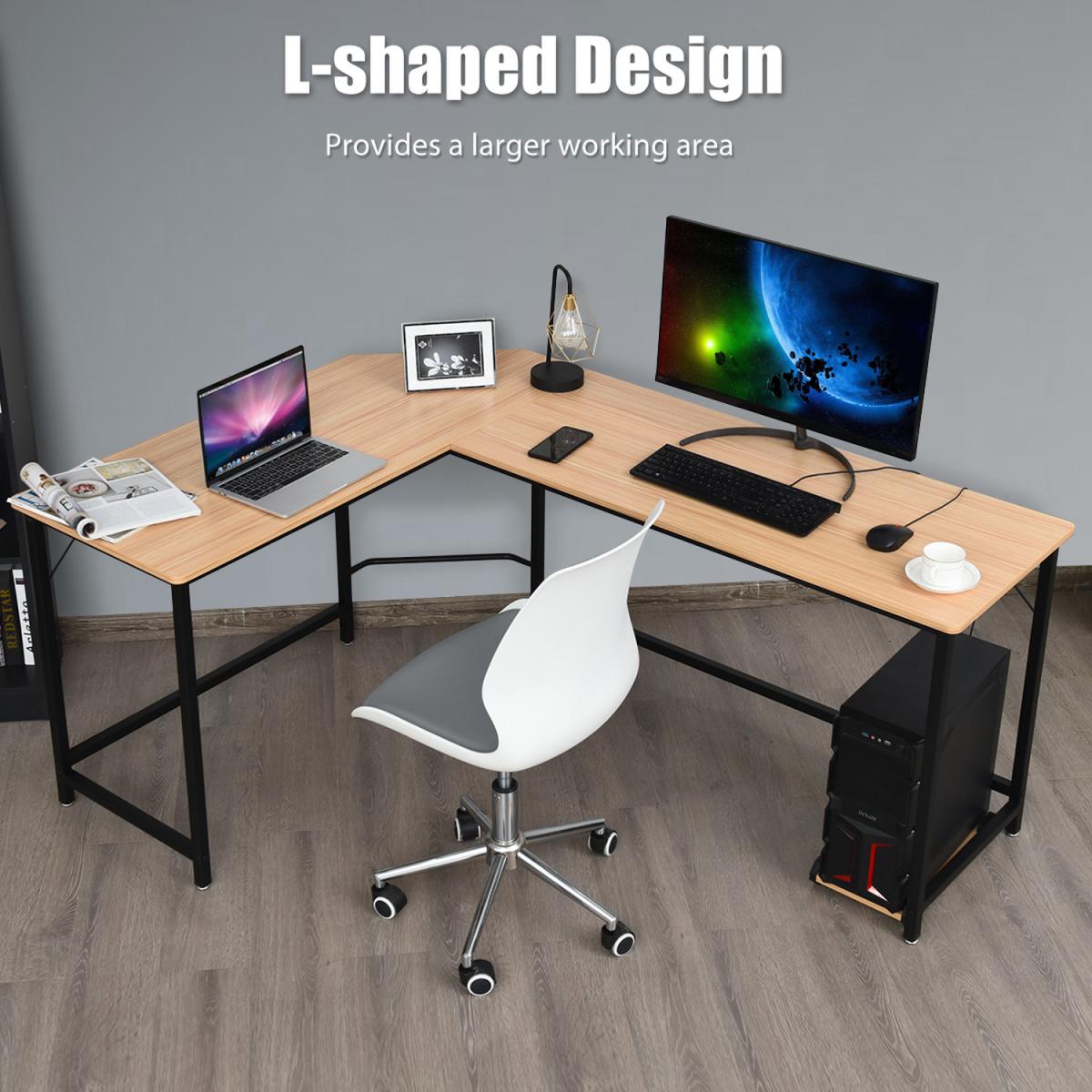 L-Shape Corner Computer Desk - Brown – image 4