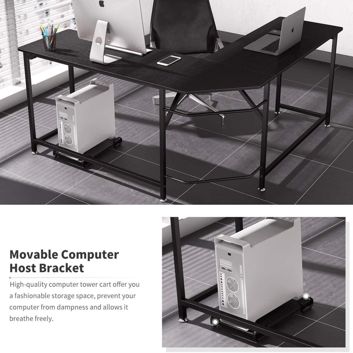 Dripex L Shaped Corner Gaming Desk with CPU Stand - Black – image 3