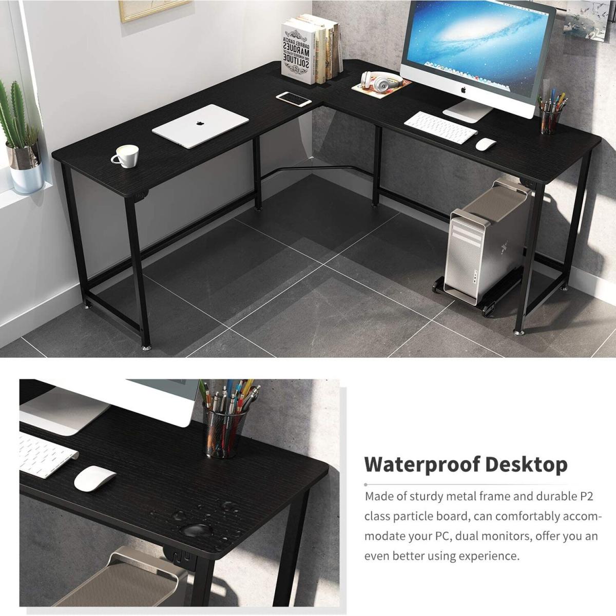 Dripex L Shaped Corner Gaming Desk with CPU Stand - Black – image 4