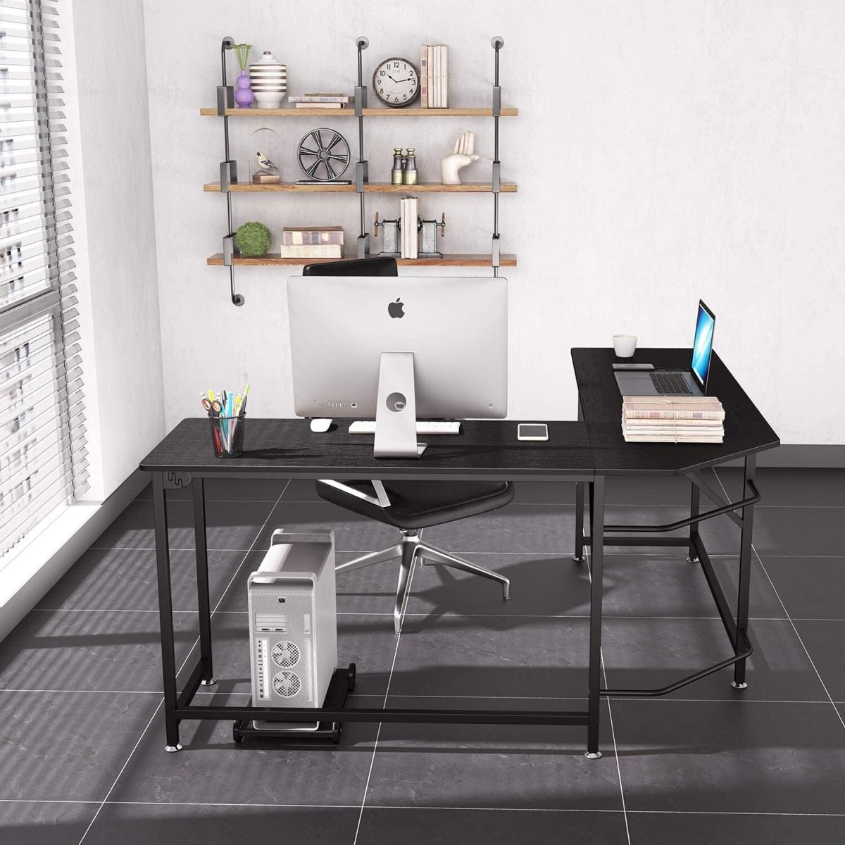 Dripex L Shaped Corner Gaming Desk with CPU Stand - Black – image 6