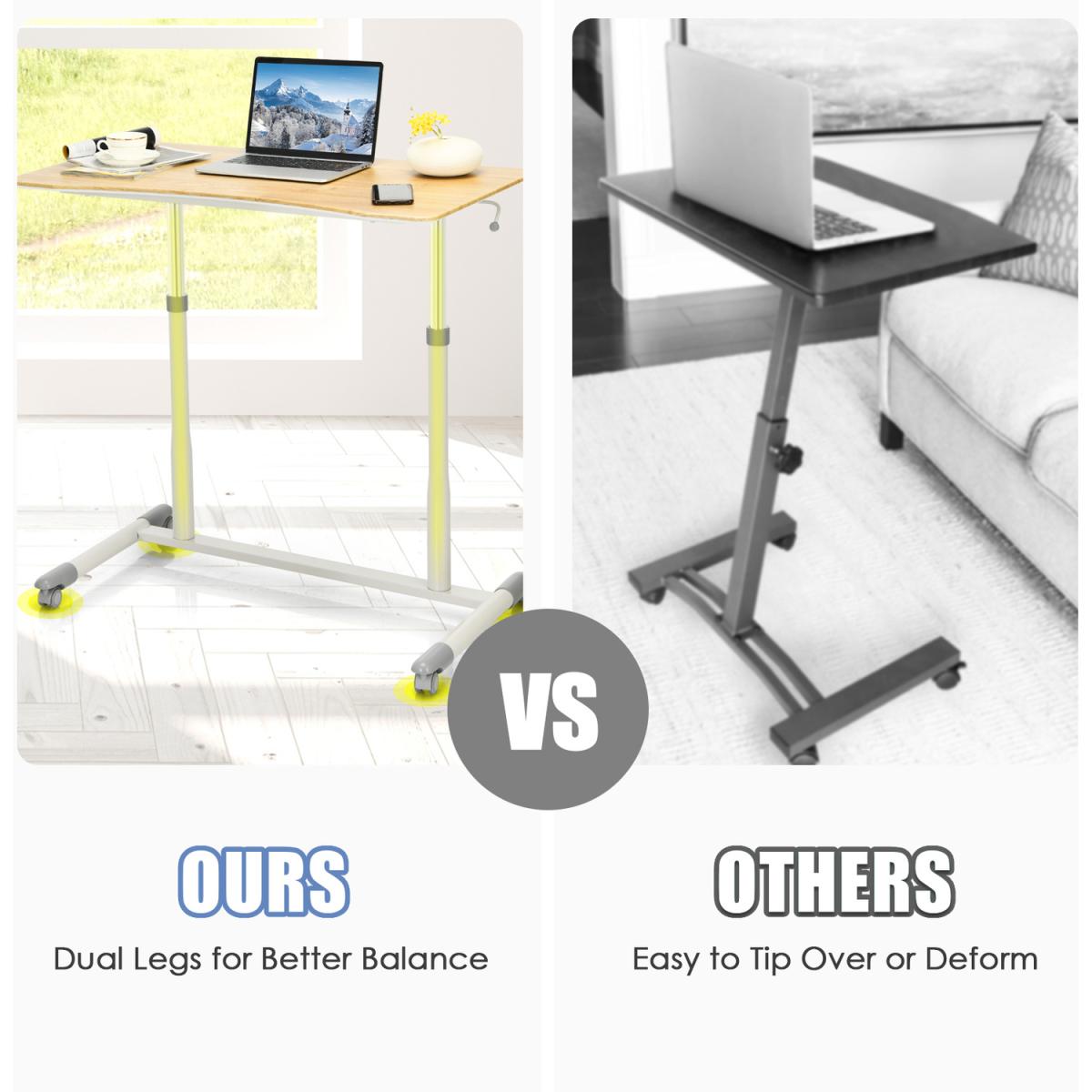 Costway Standing Laptop Lifting Ergonomic Desk - Natural – image 3