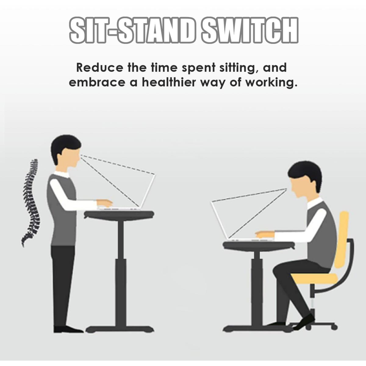 Costway Standing Laptop Lifting Ergonomic Desk - Natural – image 5