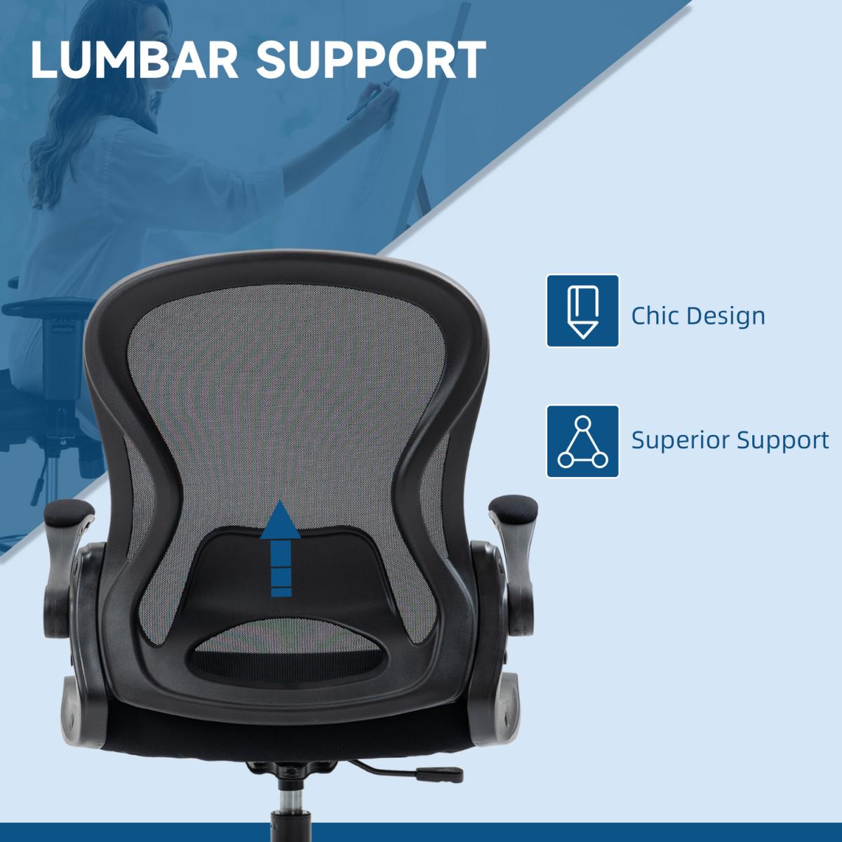 Draughtsman Chair Tall Office Chair for Standing Desk with Armrests - Black – image 3