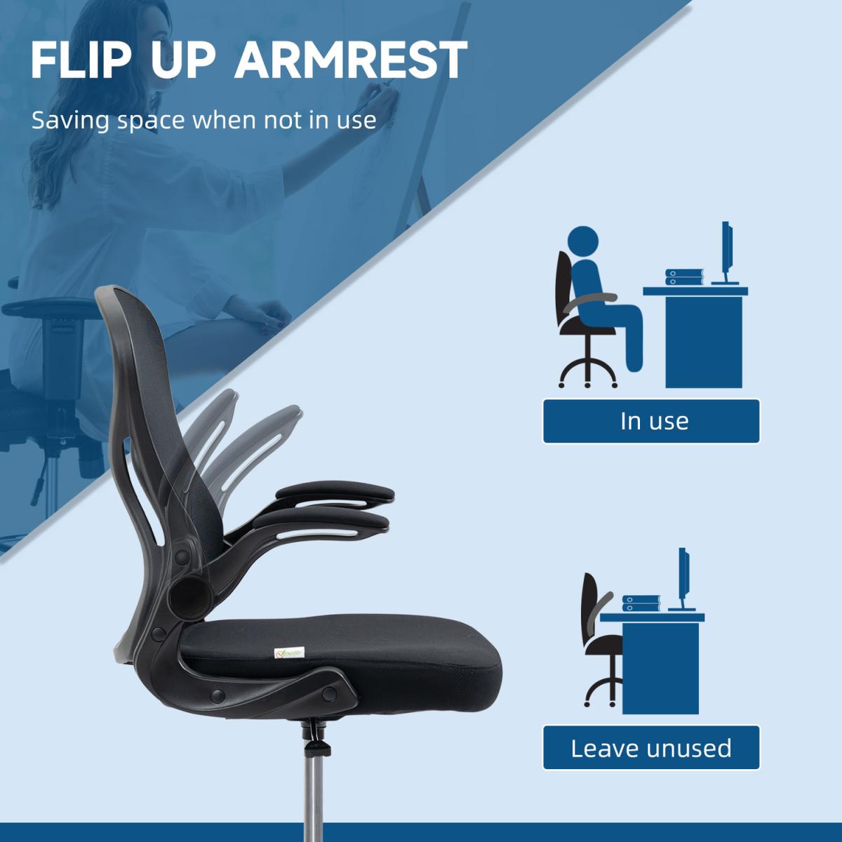 Draughtsman Chair Tall Office Chair for Standing Desk with Armrests - Black – image 4