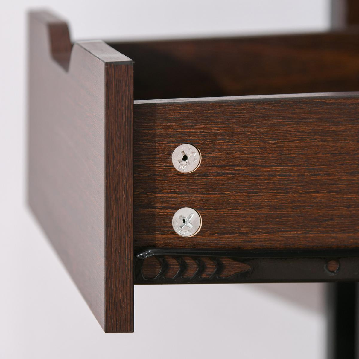 Computer Desk Home Writing Table with Shelf & Drawer - Walnut Brown – image 4