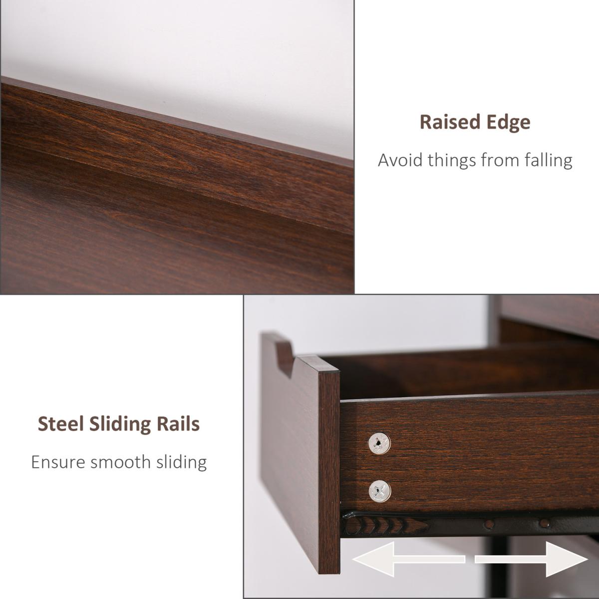 Computer Desk Home Writing Table with Shelf & Drawer - Walnut Brown – image 7