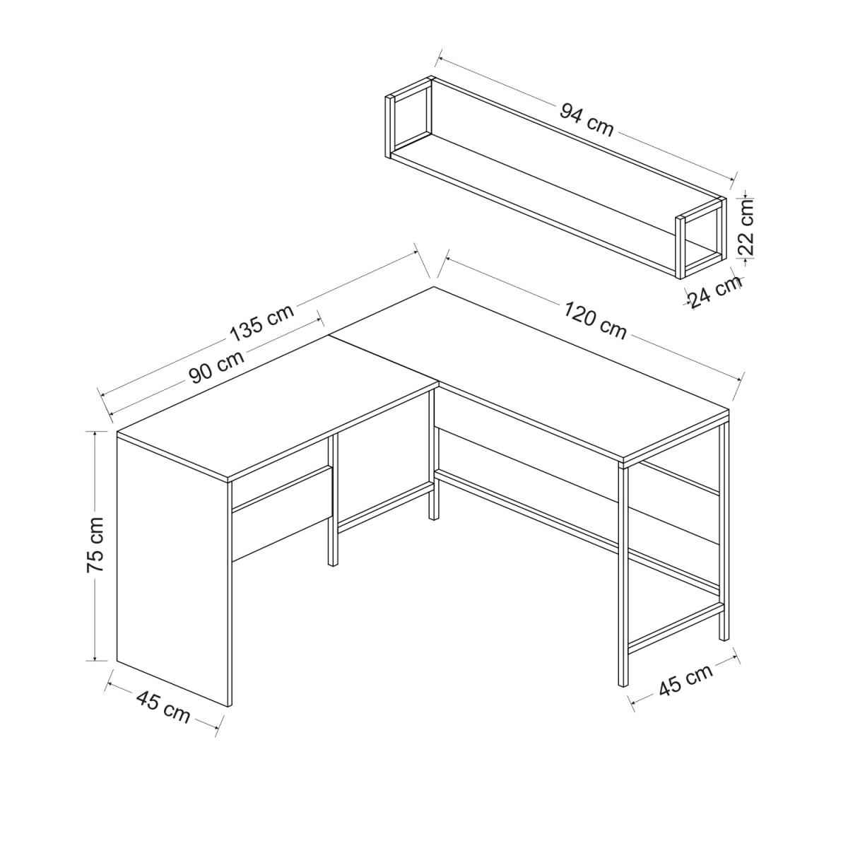 Orto Corner Computer Desk - Taupe and Black – image 5