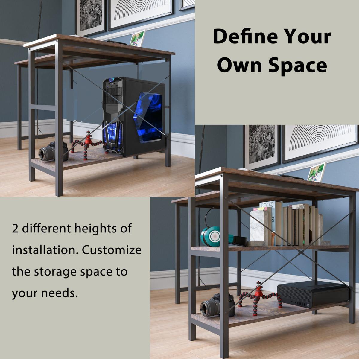 Corner Computer Desk with Shelving - Brown – image 2