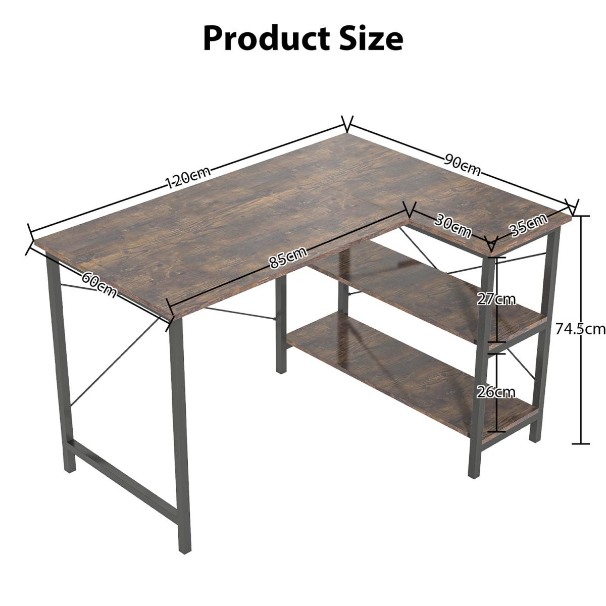 Corner Computer Desk with Shelving - Brown – image 5