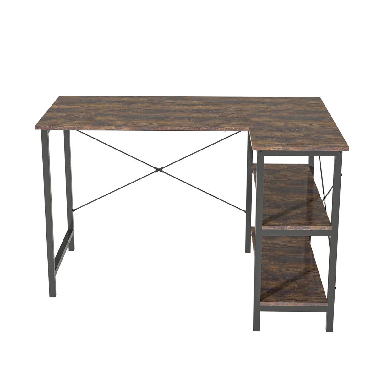 Corner Computer Desk with Shelving - Brown – image 6