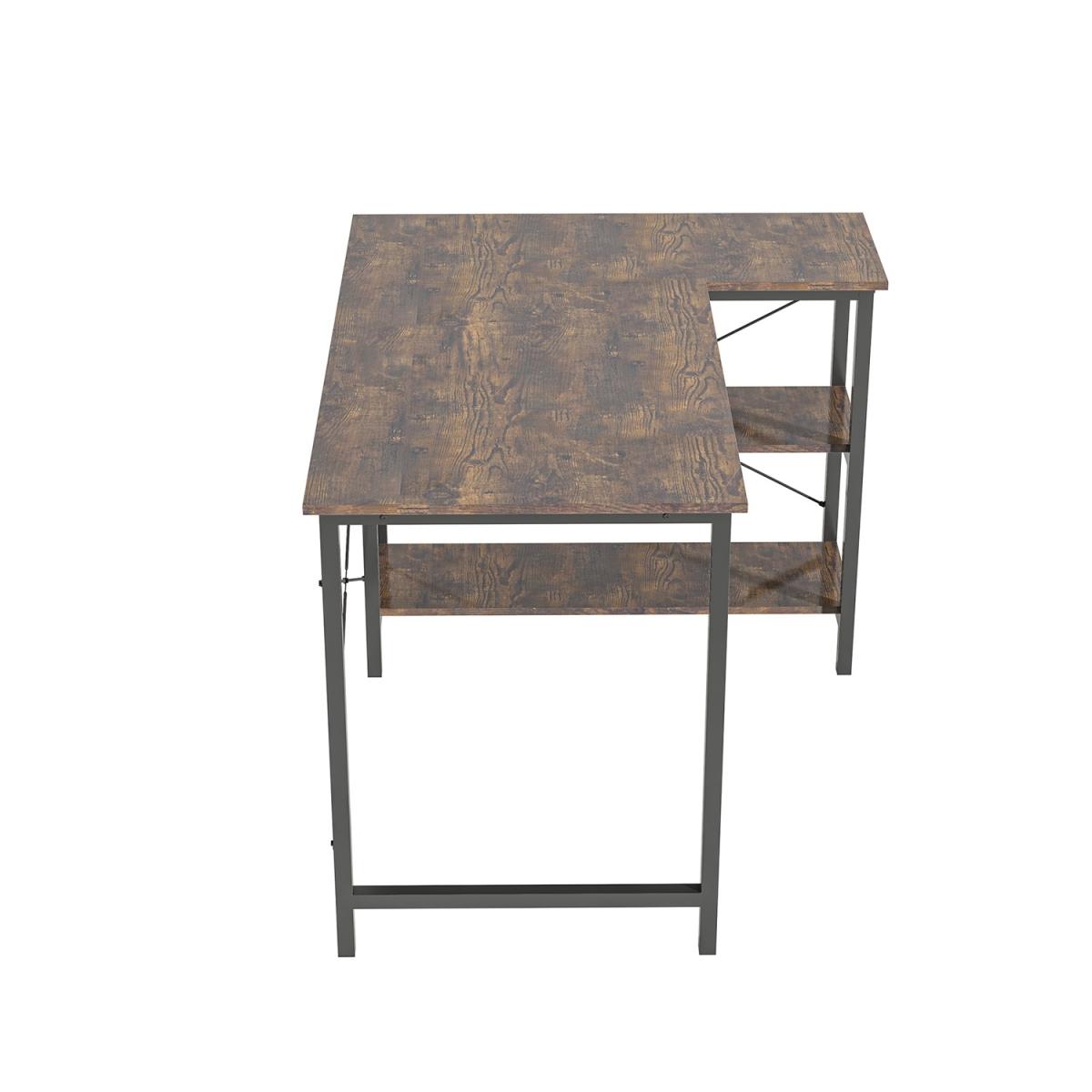 Corner Computer Desk with Shelving - Brown – image 7