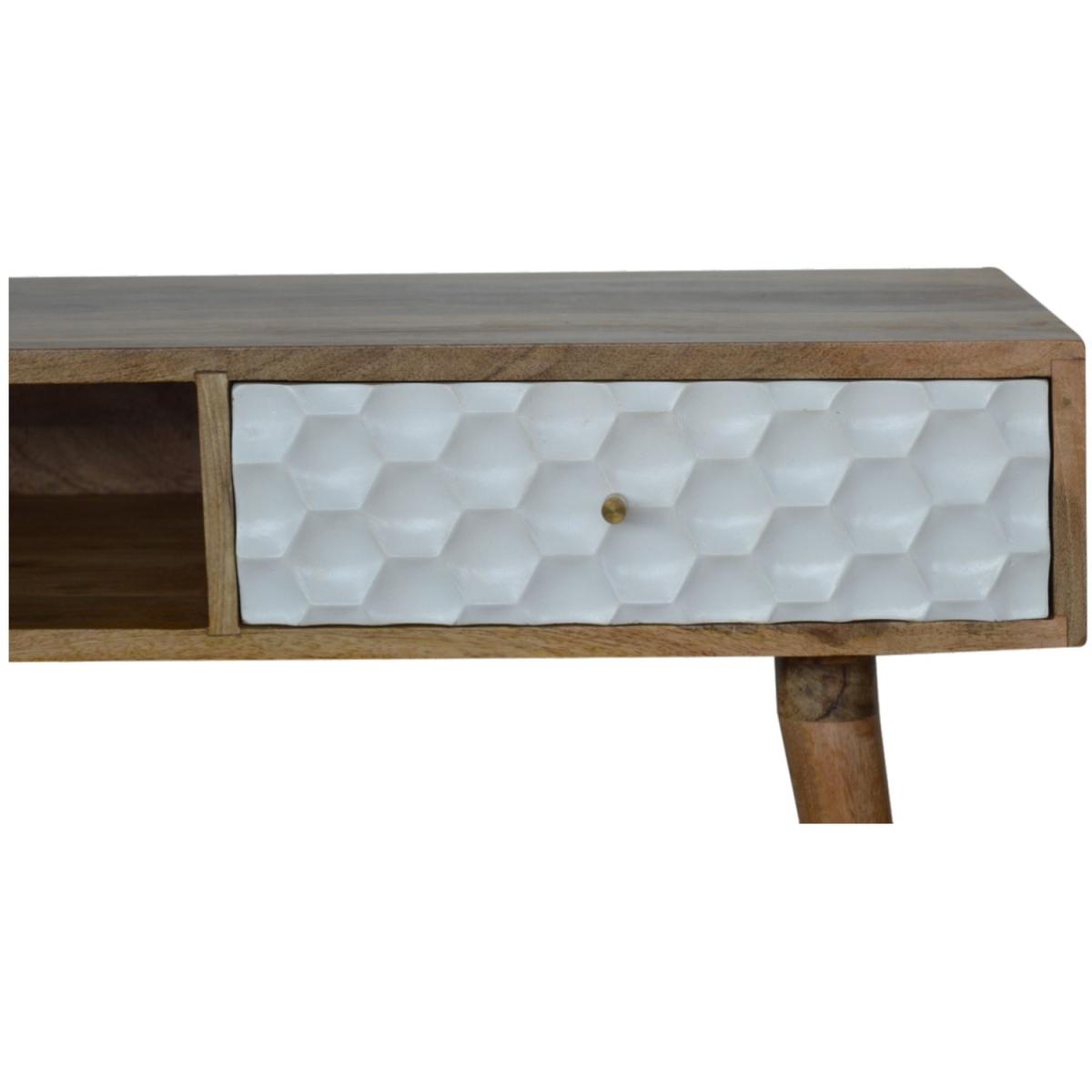Modern Hand Crafted Honeycomb Carved Writing Desk - Brown – image 5