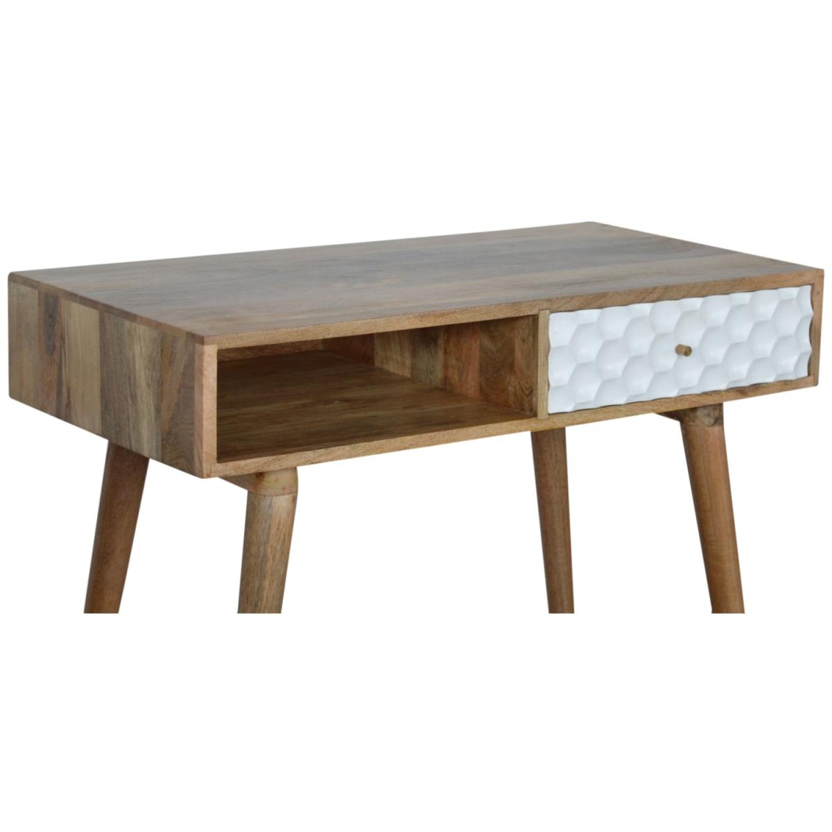 Modern Hand Crafted Honeycomb Carved Writing Desk - Brown – image 7