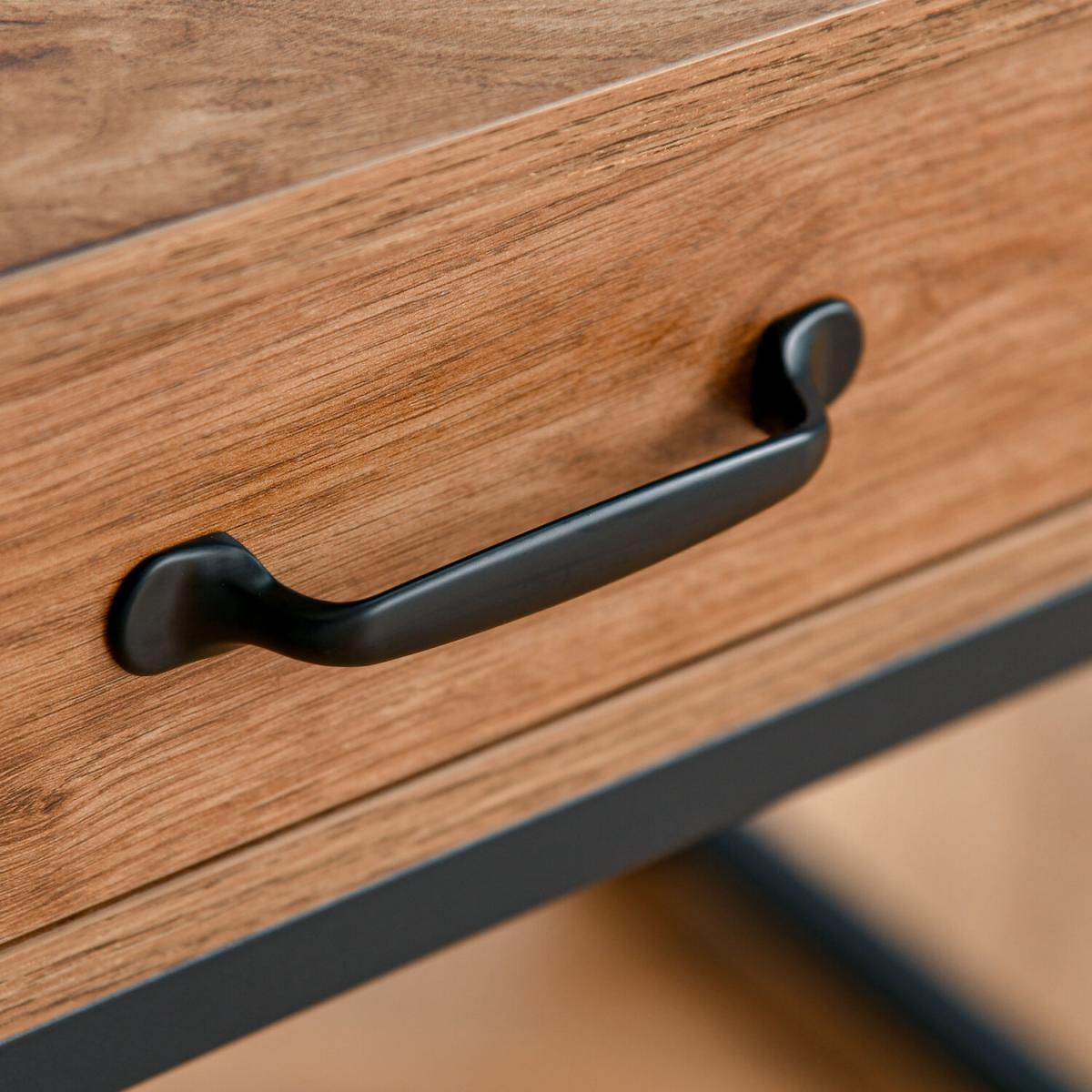 Modern Writing Desk with Storage Shelf Drawer - Black, Brown – image 2