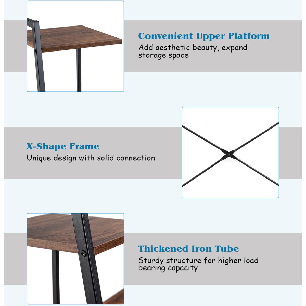 Costway X-Shape Frame Writing Computer Desk - Coffee – image 2