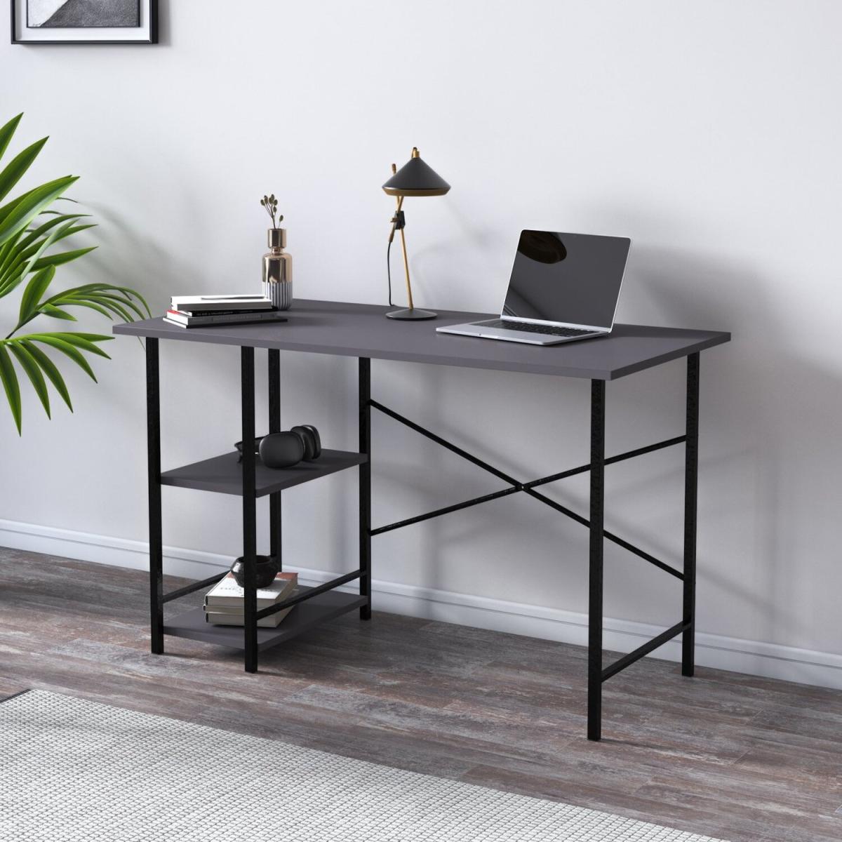 Multi 120cm W Study Desk With Shelves by Ruumstore - Anthracite – image 2