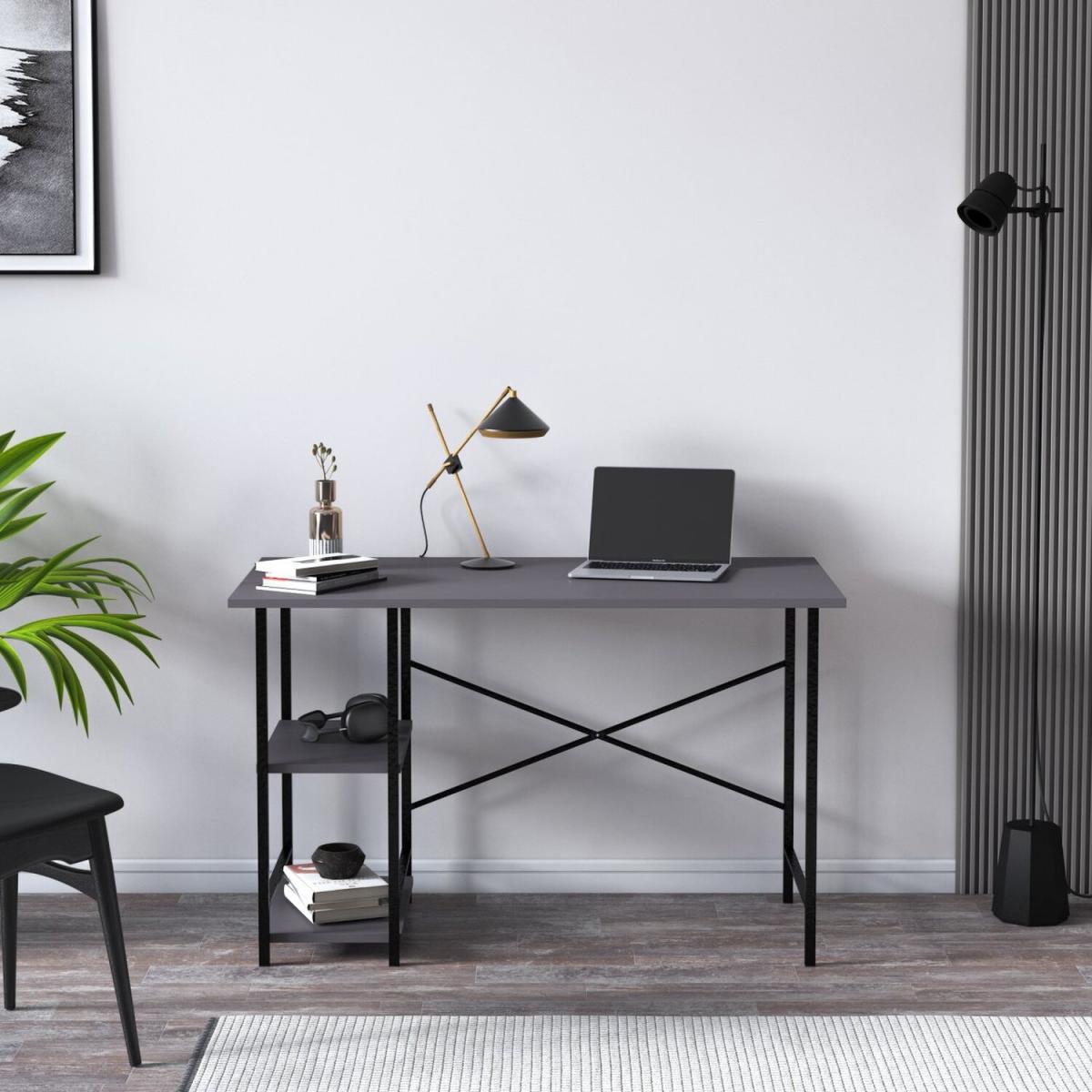 Multi 120cm W Study Desk With Shelves by Ruumstore - Anthracite – image 4
