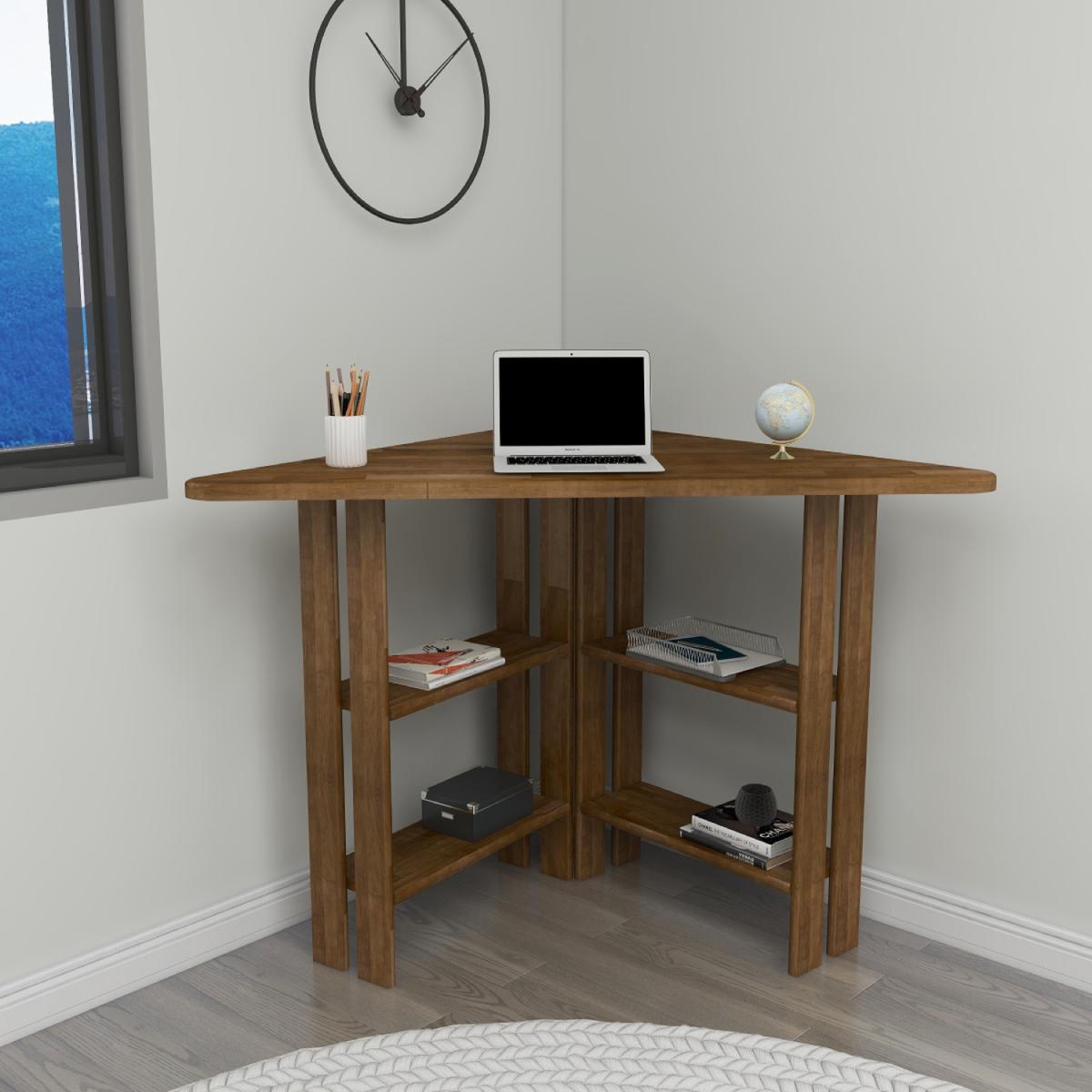Friend Wood Computer Desk with Shelves - Walnut – image 4